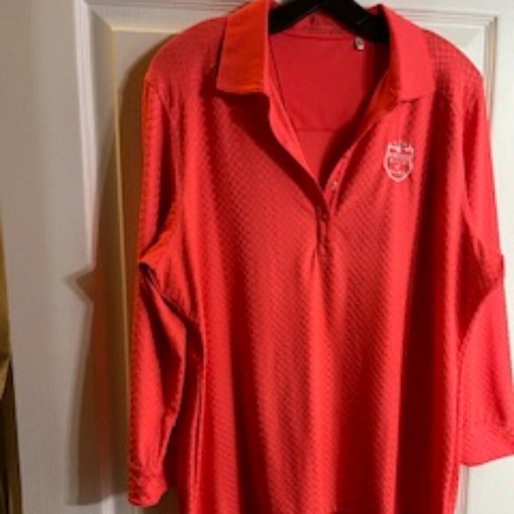 Nancy Lopez 3/4 sleeve orange golf shirt